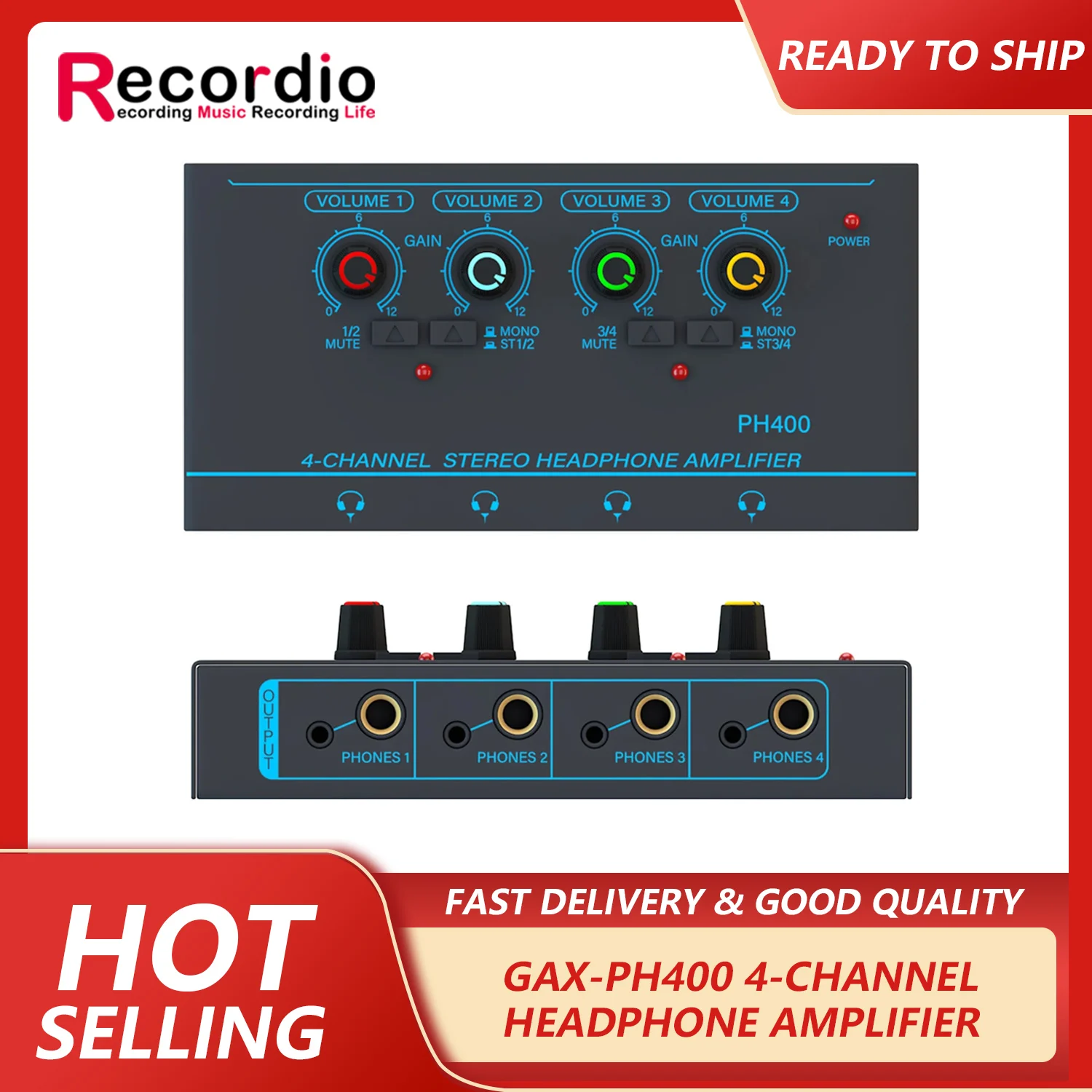 GAX-PX400 4-قناة مضخم ضوت سماعات الأذن أحادية مفتاح ستيريو صغير إشارة الفاصل ميكروفون ميكروفون أداة