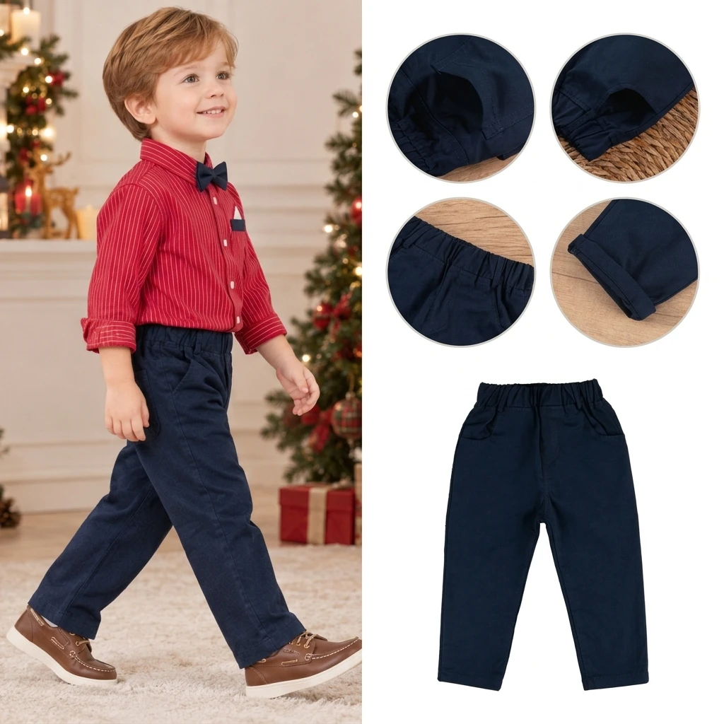 Toddler Toddler Boys Dress Pants 1 to 6 Years Classic Solid Navy Blue Formal Trousers Elastic Waist Kids School Uniform Pants Clothes - Aliexpress Deal