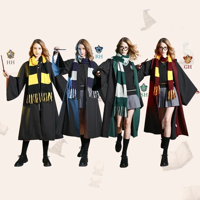 Harries Potter bata mágica con capucha Halloween Cosplay ropa accesorios bufanda corbata figura de Anime accesorios de vestir ropa de tamaño adulto