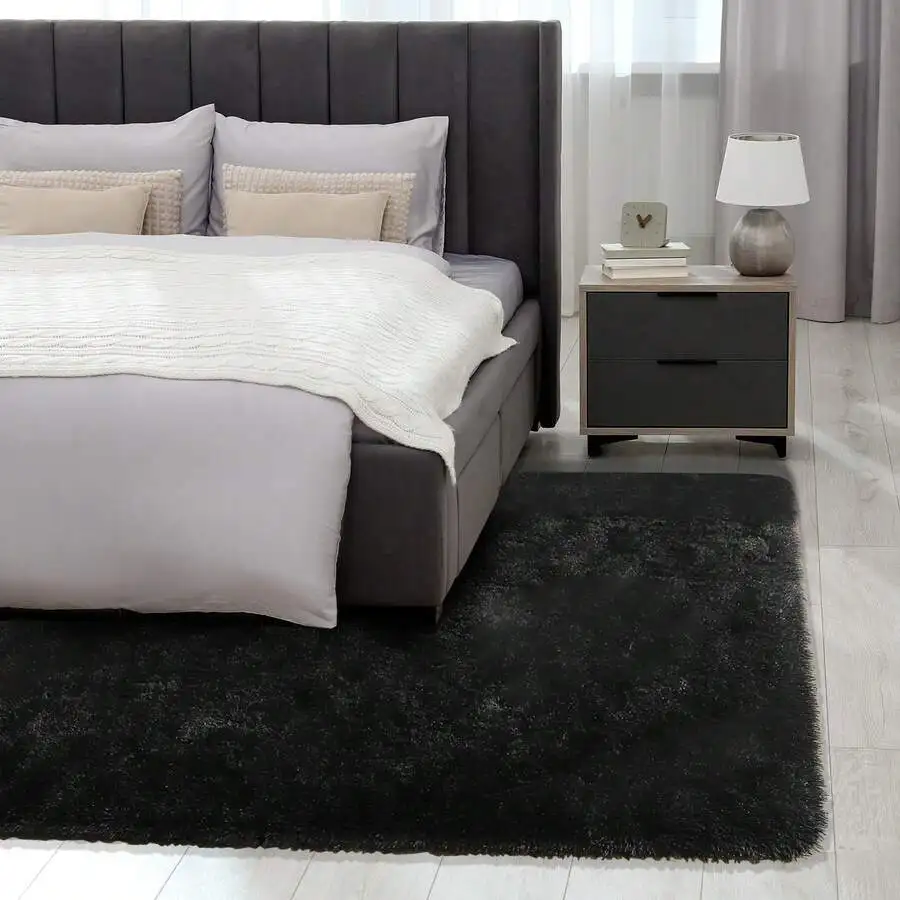 Burgundy Red Fluffy Shaggy Area Rug - Soft Non-Slip, Decorative for Living Room/Bedroom