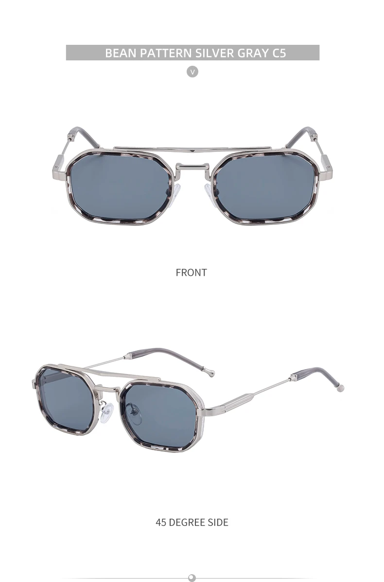 Steampunk Rechteckige Sonnenbrille für Herren 2026 Luxusmarke Retro Punk Sonnenbrillen für Männer Vintage Doppelbalken-Brillen UV400-Schutz – Detail 19