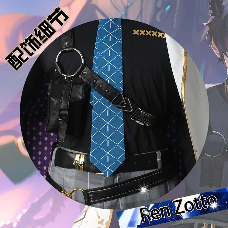 COS-KiKi Anime Vtuber Nijisanji Ren Zotto Game Suit Cosplay Costume Gorgeous Handsome Uniform Halloween Party Outfit Unisex