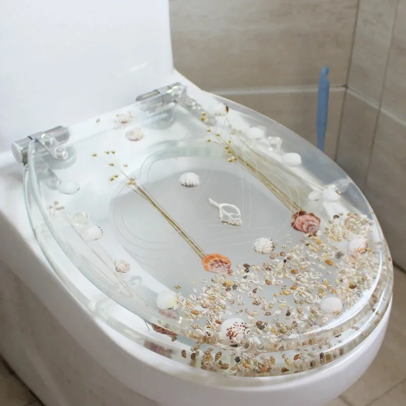 47x38cm Premium Resin Toilet Seat, Stainless Steel Hinges Soft Close Silent Thickened Universal for U/V/O Toilet Bowls view 3