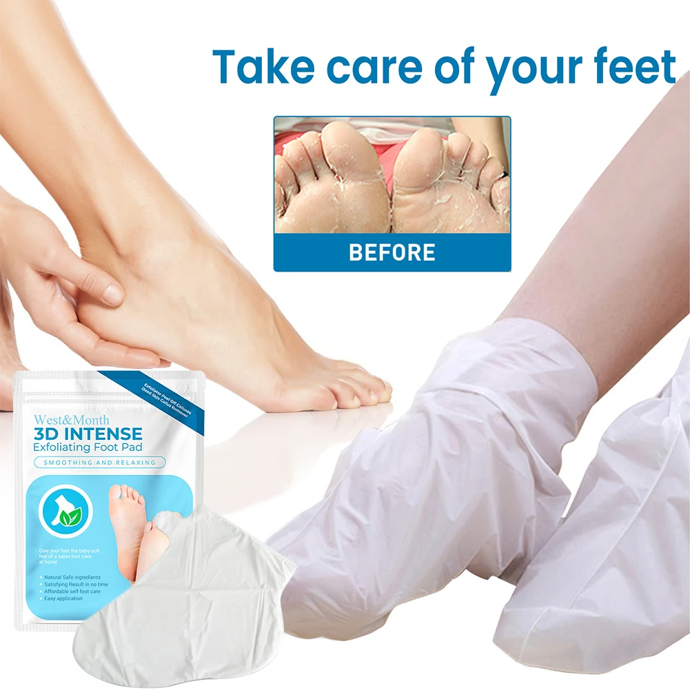 1 paire de chaussons exfoliants pour callosités, soins des pieds, masque pour les pieds, paquet de feuilles, nourrissant, lisse, hydratant, Spa, soins pour la peau