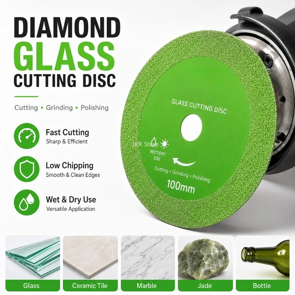 

1/3Pcs100mm Diamond Glass Saw Blade Wear Resistant Grinding Wheel for Ceramic Marble Jade Crystal Bottle Cutting Work