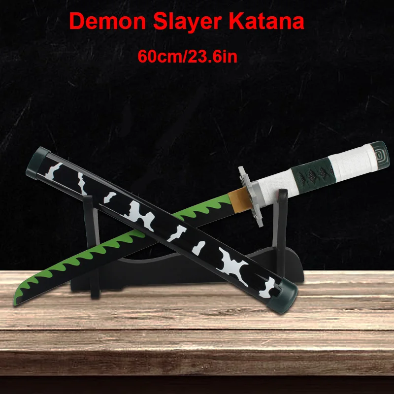 23.6in/60cm Demon Slayer Katana Personaggio Cosplay Stage Prop Bambù Giocattolo Spade Manga modello Regali del partito Costume di Halloween oggetti di scena