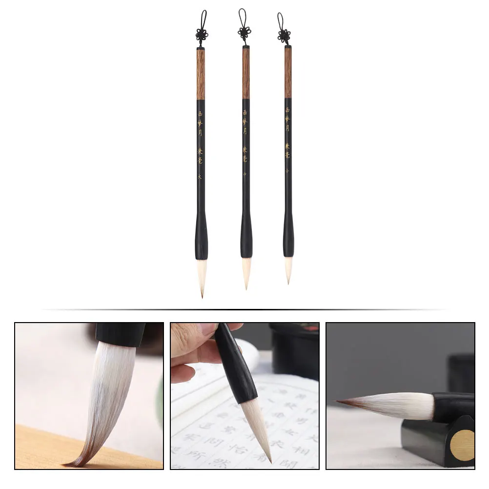 Conjunto de pincéis de caligrafia chinesa, 3 peças, profissional, durável, portátil, canetas de tinta, escrita prática, papelaria para iniciantes