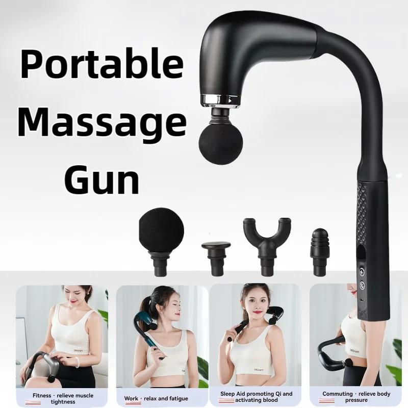 

Fascia Gun Portable Massage Gun Deep Tissue With Extended Handle U-Shaped Back Massager Body Massager for Neck Shoulder Back Leg
