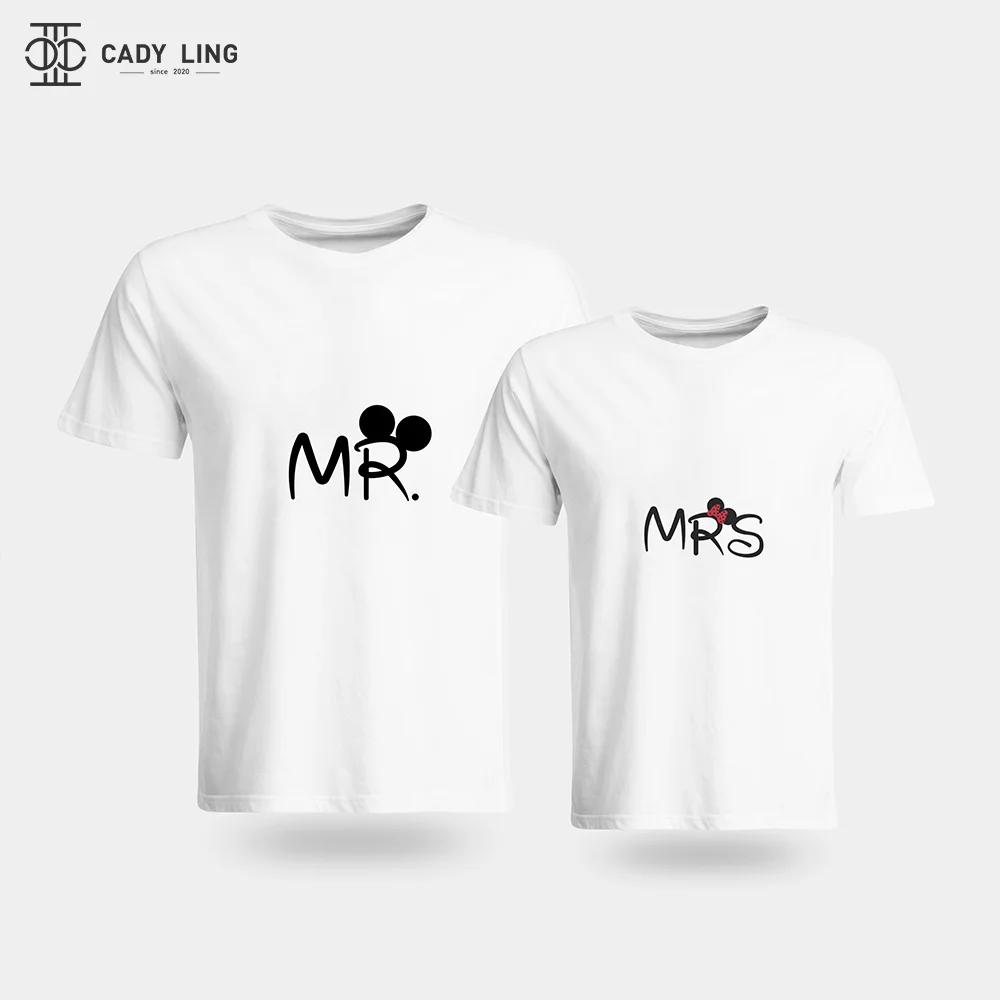 2024 Couple T-shirt Summer Couple LOVE Printed Clothes Couple Tshirt Christmas Casual Cotton Short Sleeve Tees MR orMRS