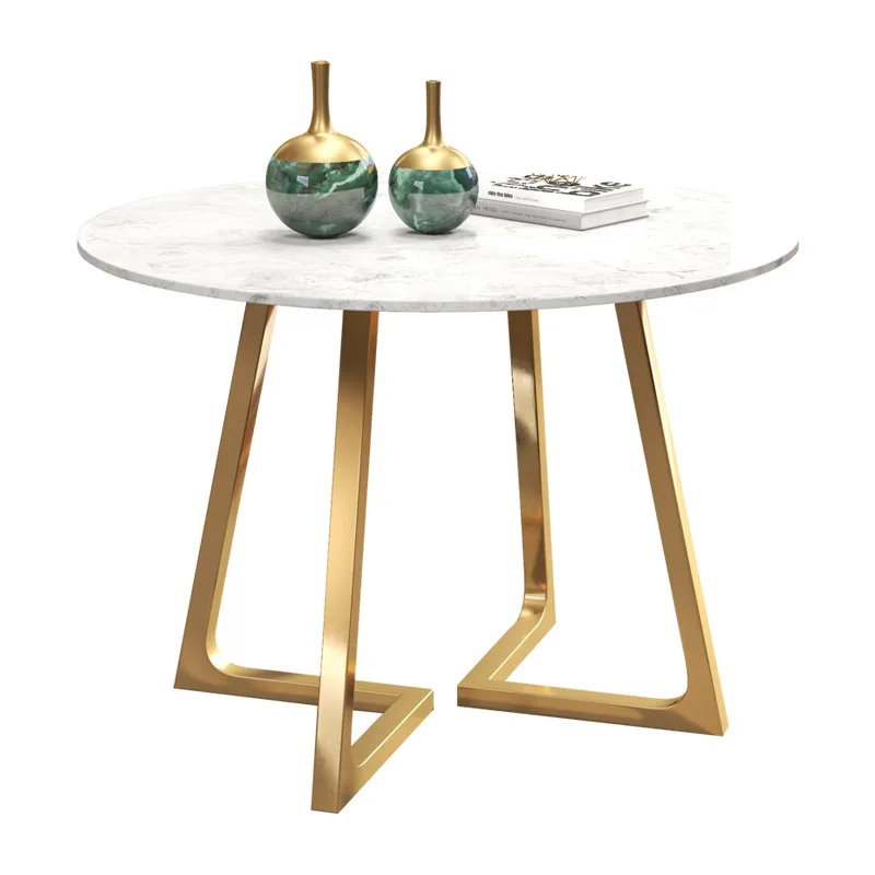 

Nordic marble dining table, household living room round dining table, milk tea shop restaurant