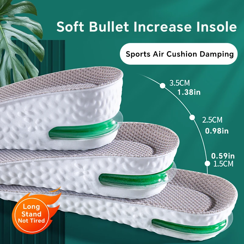 

1 пара стельок для увеличения высоты для ног, стельки для подошвенного фасциита, мужские и женские спортивные подушки на воздушной подушке, амортизирующие подушечки для обуви