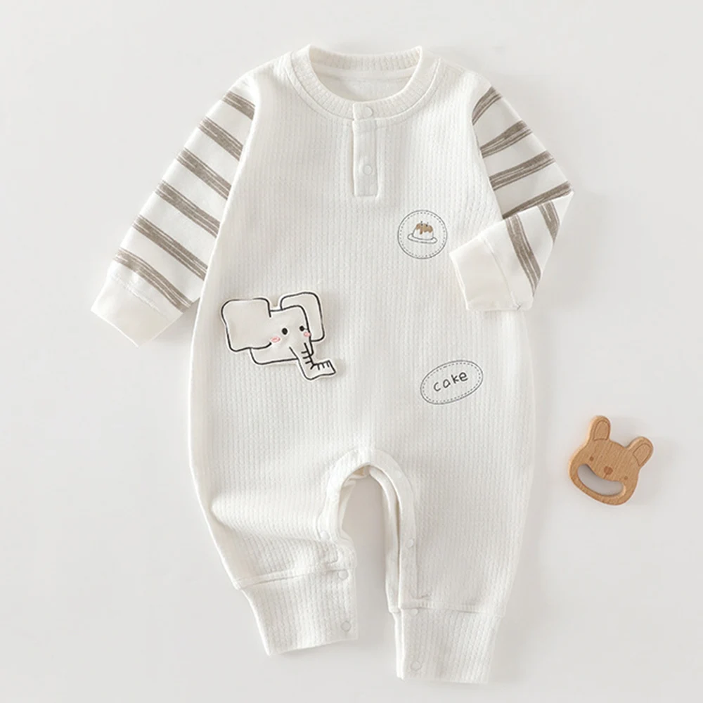 Baby Boy Boutique Clothes Cotton Spring Autumn Baby Jumpsuit Long Sleeve Cute Animal Print Infant Girl Rompers