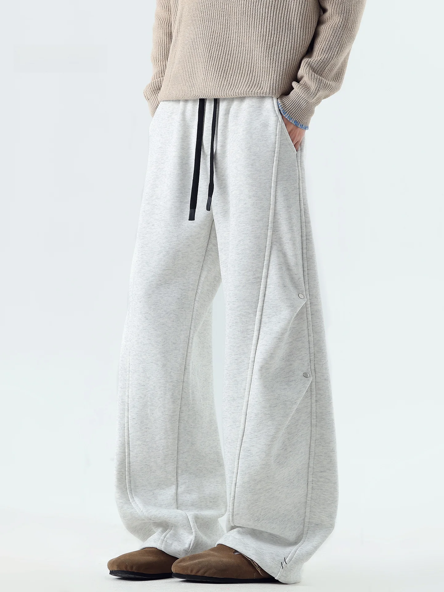 

Мужские зимние брюки Fce Lined Spor с широкими штанинами, свободного прямого кроя, повседневные, длинные, с заклепками и складками