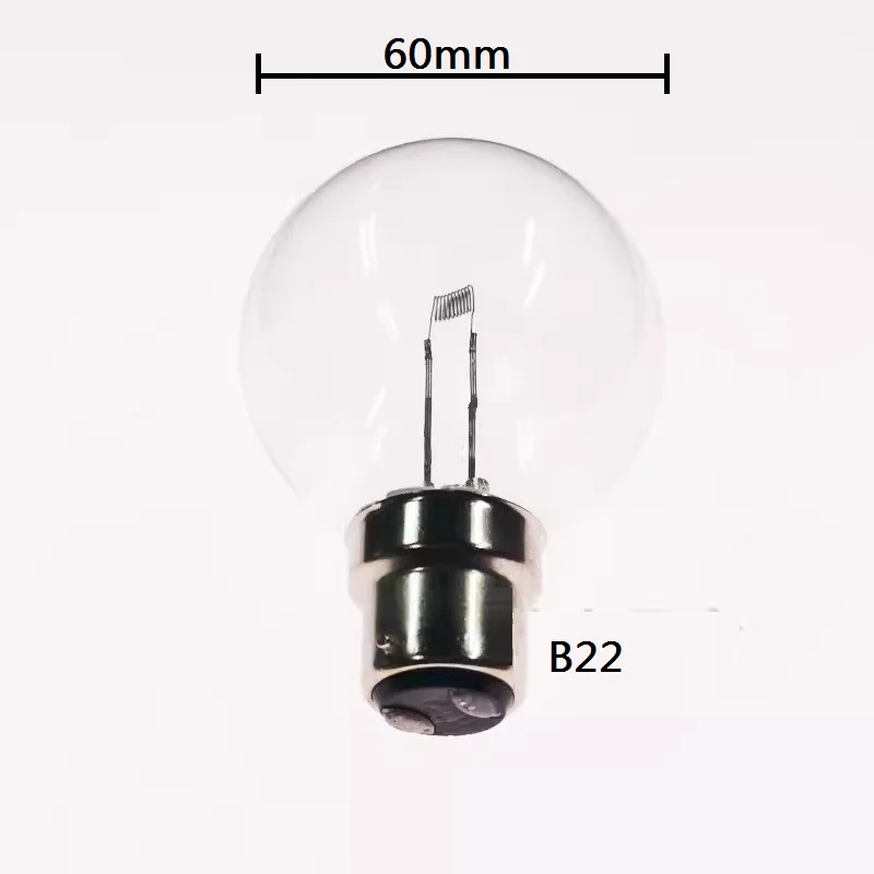 HoneyFly-bombilla de lámpara de calibre de tensión, luz indicadora de instrumento de iluminación de alambre de tungsteno, 12V, 100W, BA20D, B22, 60mm, 45mm