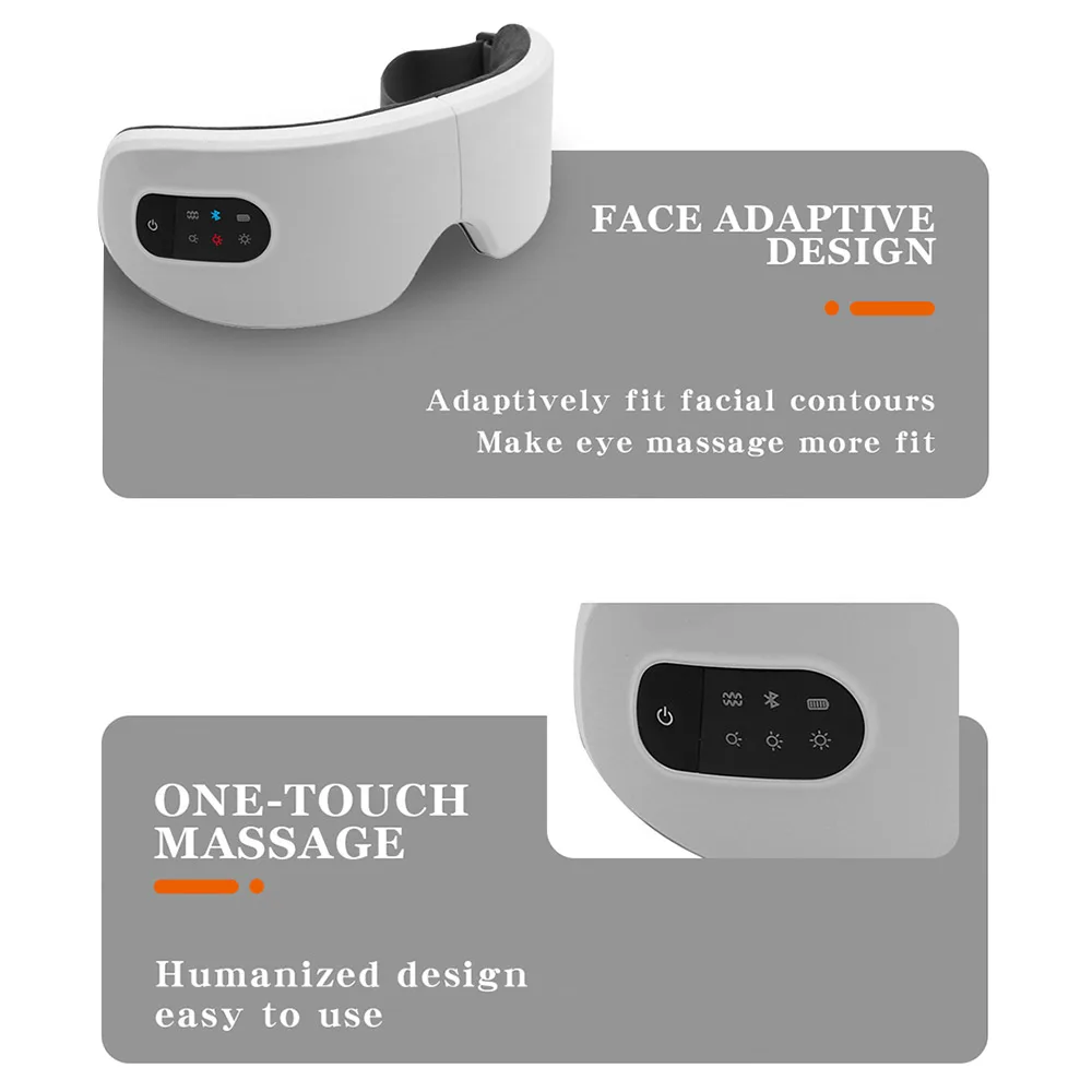 Smart USB Rechargeable Electric Eye Massager Air Pressure Hot Compress Massage Glasses Foldable Bluetooth Music Eyes Massage Car