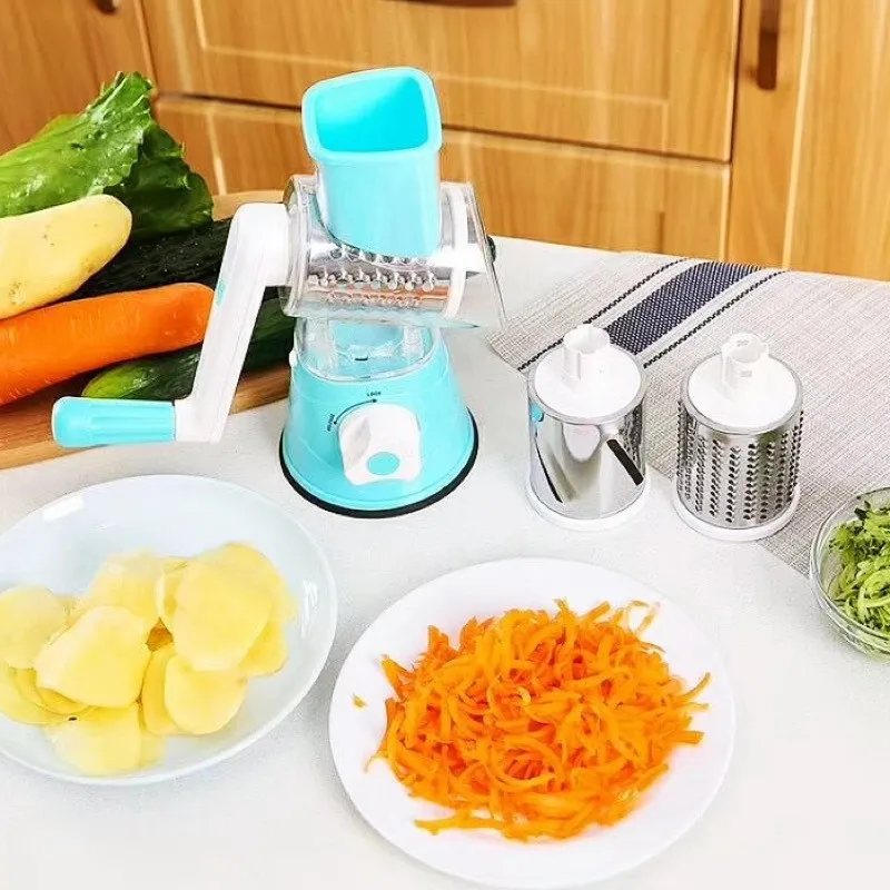 Manual Rotary Hand Crank Vegetable Slicer Multifunctional Kitchen Grater for Shredding Slicing Julienne Potato Carrot