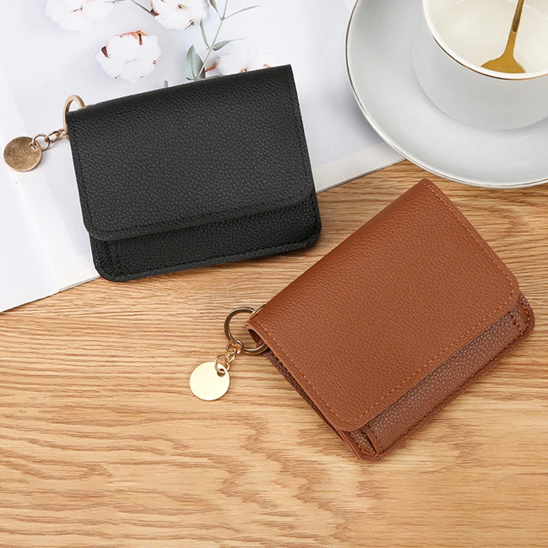 Women Short Wallet Card Holder PU Leather Bifold Multi-purpose Zippered Purse Coin Purse Business Card Credit Card Holder Gift