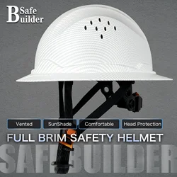 Full Brim Carbon Fiber Pattern Hard Hat, Adjustable and Comfortable Safety Helmet ANSI Ratchet Durable Hardhat Construction