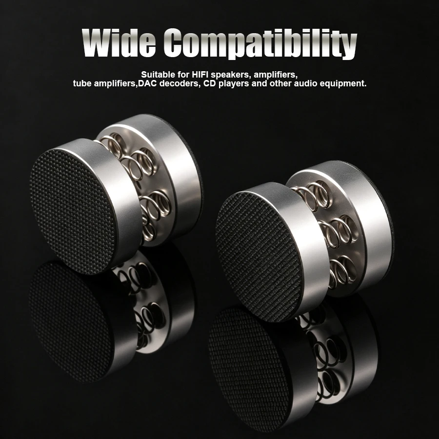 QINCROWN 4er-Pack Audiophile Audio-Isolationsfüße aus Aluminiumlegierung, Anti-Vibrations-Pads für HiFi-Verstärker, Plattenspieler, DAC, CD-Player – Detail 5