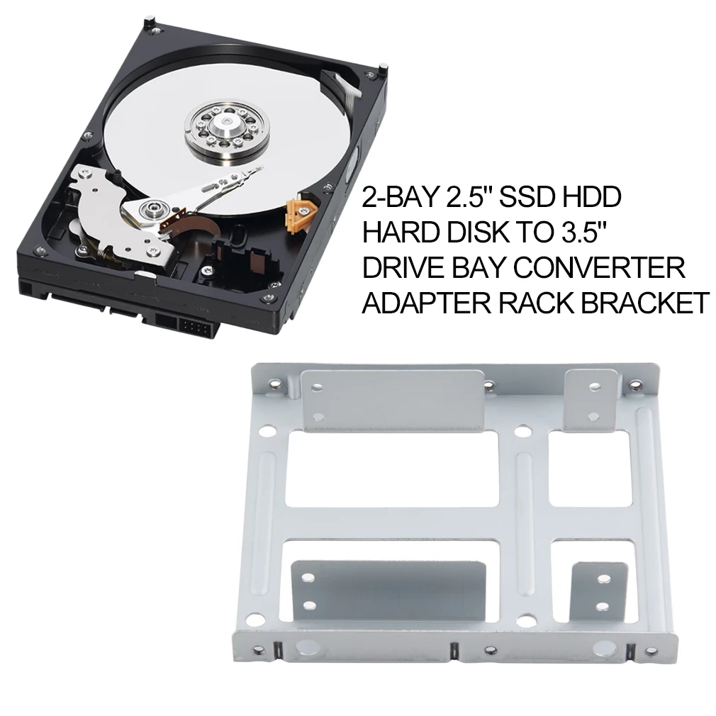 1PC 2-bay 2.5 \ "SSD HDD Disco Rigido A 3.5 \" Drive Bay Convertitore Adattatore Rack Staffa Cavo Adattatore Stock TB21600 Dropshipping