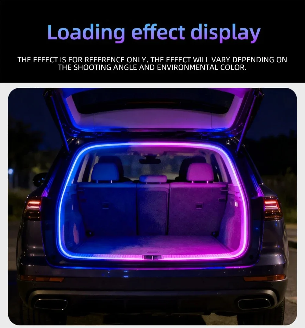 12V Dynamic Flowing Car Trunk RGB LED Strip High-Brightness Wiring Automatic Sensing Tailgate Light Strip Tool-Free Installation