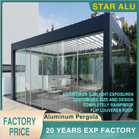 Aluminum Bioclimatic Pergola with Adjustable Louvers and Glass Sliding Doors – Ideal for Rooftop Lounges or Modern Balconies