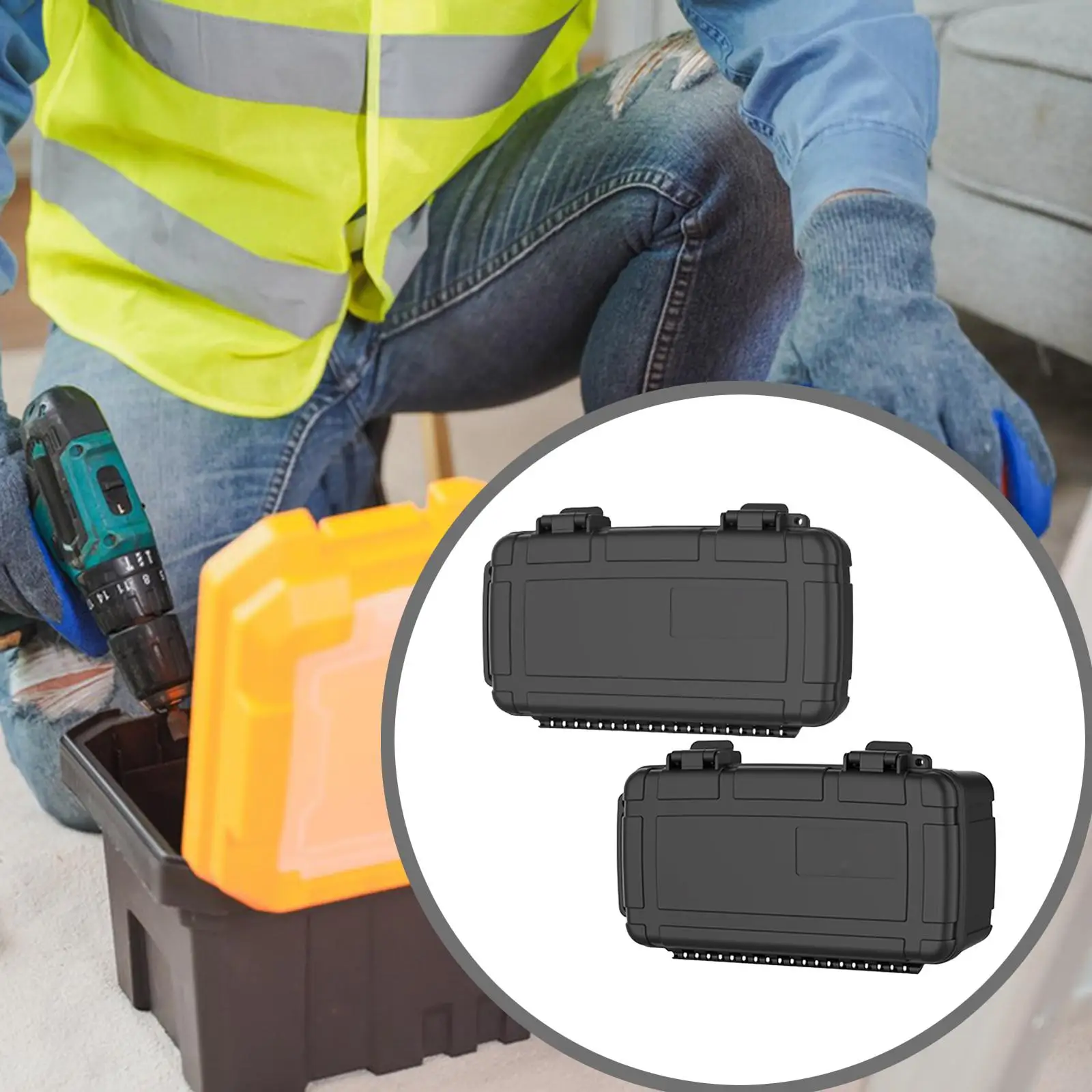 Scatola portautensili versatile con contenitore con inserto in schiuma Custodia rigida antiurto antipolvere con manico per elettronica Nero Robusto