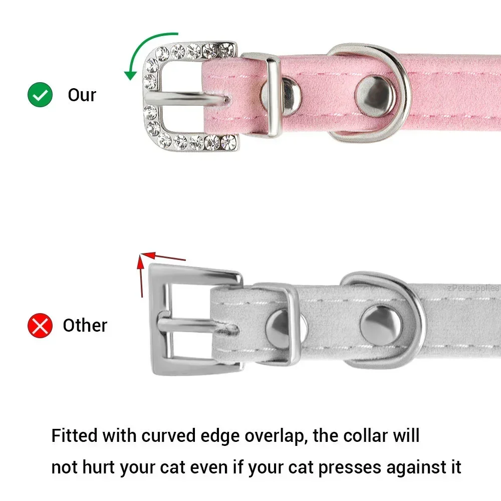 Collar de terciopelo suave para gato, accesorio personalizado con nombre de identificación, grabado gratis