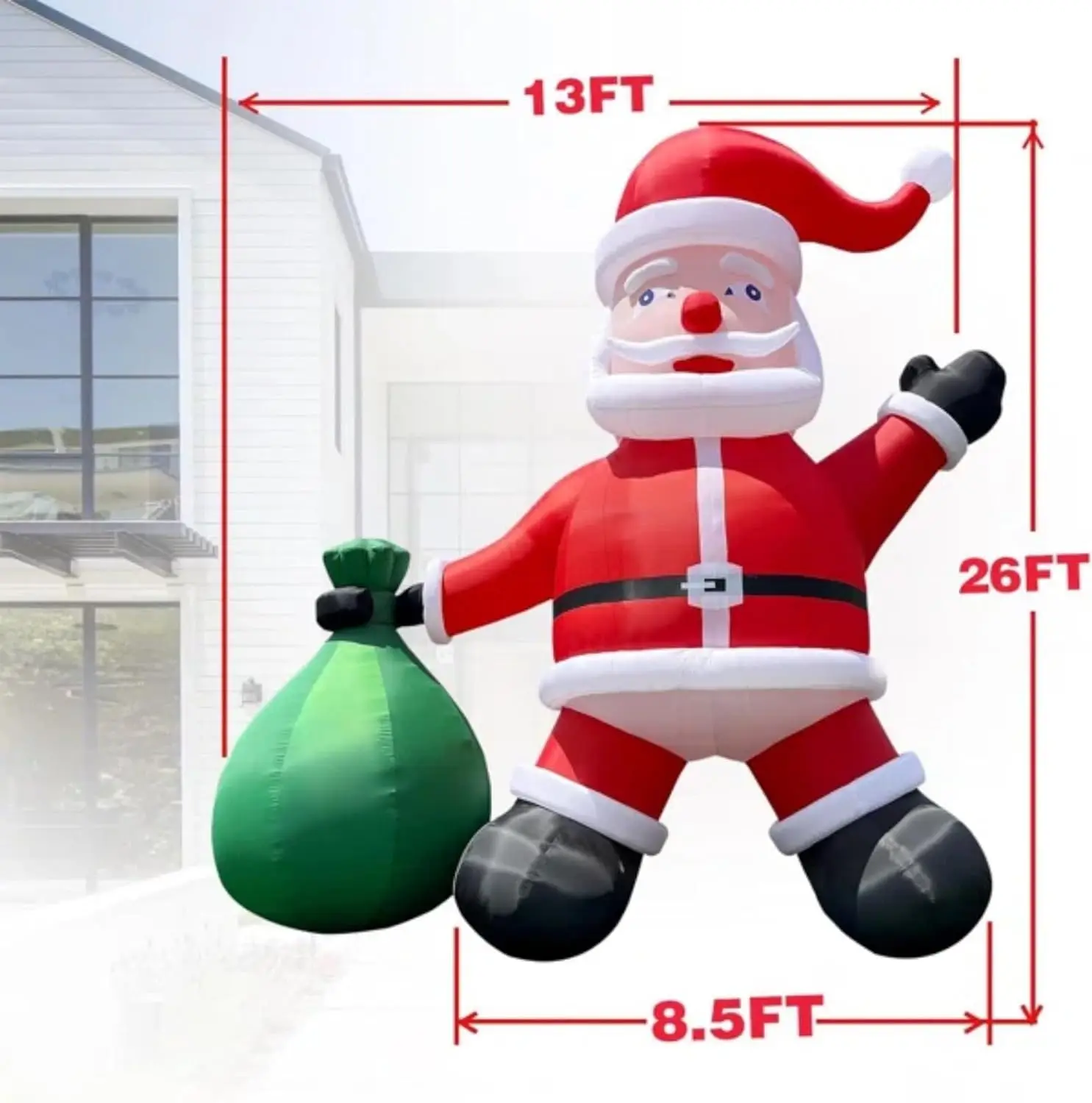 Decorazione esterna gonfiabile gigante di Babbo Natale gonfiabile gigante da 26 piedi per decorazioni natalizie per feste gonfiabili con accessori