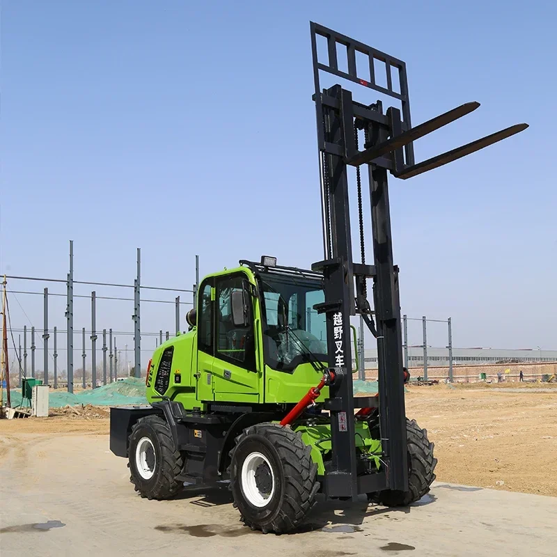 All Terrain Forklift montacargas 3 ton 3.5 ton Off Road Forklift with Four In One Bucket