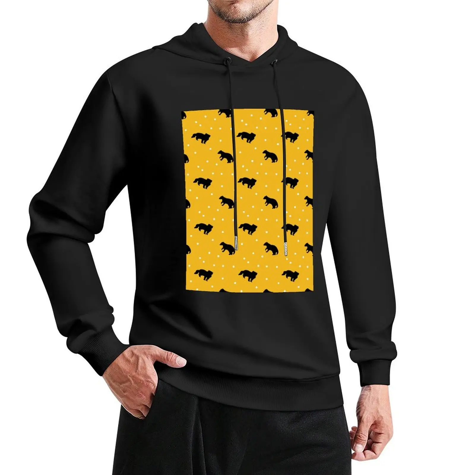 

Cute Huffle Badger House Pattern Pullover Hoodie mens clothes men clothes men's clothing men hoodie