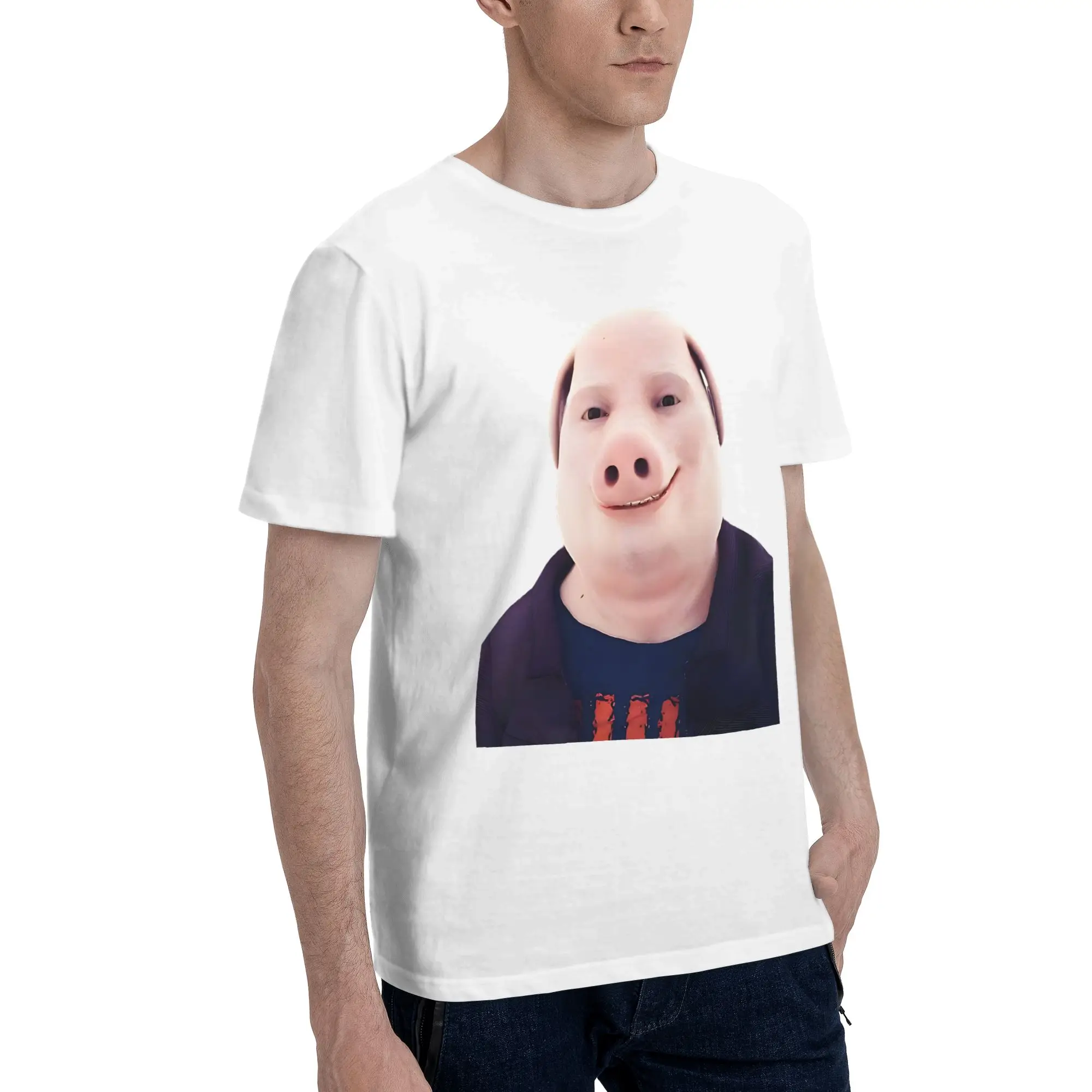 John Pork Smiling Funny Graphic 100% Cotton T-Shirt  Tees Tops For Men