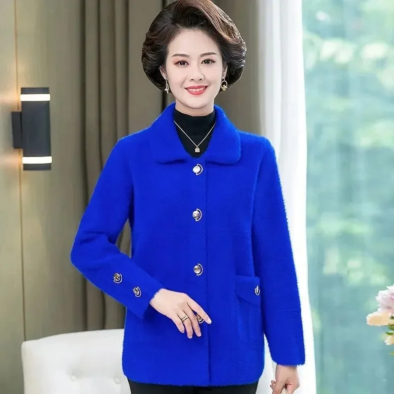 

2025 женский свитер большого размера 5XL, пальто, осень-зима, женская мода, свободная вязаная верхняя одежда, корейская женская высококачественная куртка из норкового меха