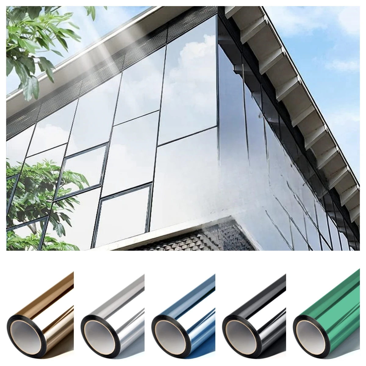 Privacy Window Film Self Adhesive Sun Protection Film Anti-UV One Way Heat Insulation Glass Stickers For Home Office Decor