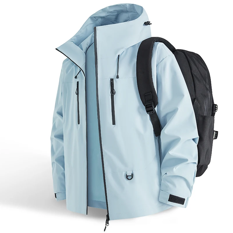 

Spring Men Casual Outdoor Waterproof Jacket Man Cargo Hike Hooded Work Jacket Men Multi Pocket Jogger Outwear Windbreaker Jacket