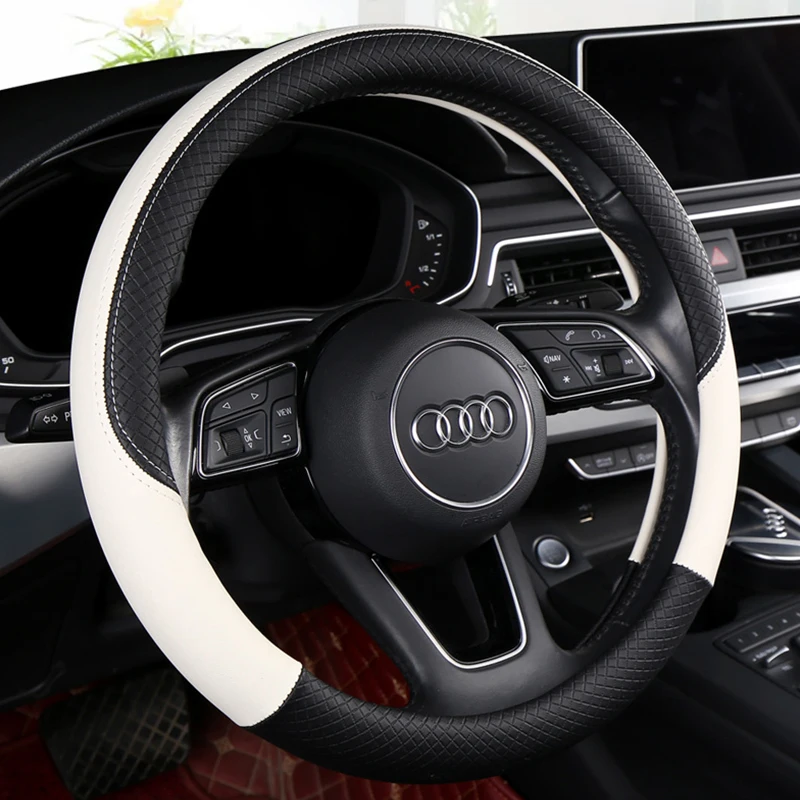 Car Anti-Slip Leather Steering Wheel Cover Universal Car Steering Wheel Protective Cover Fashion Style 38cm Sport Style Cool