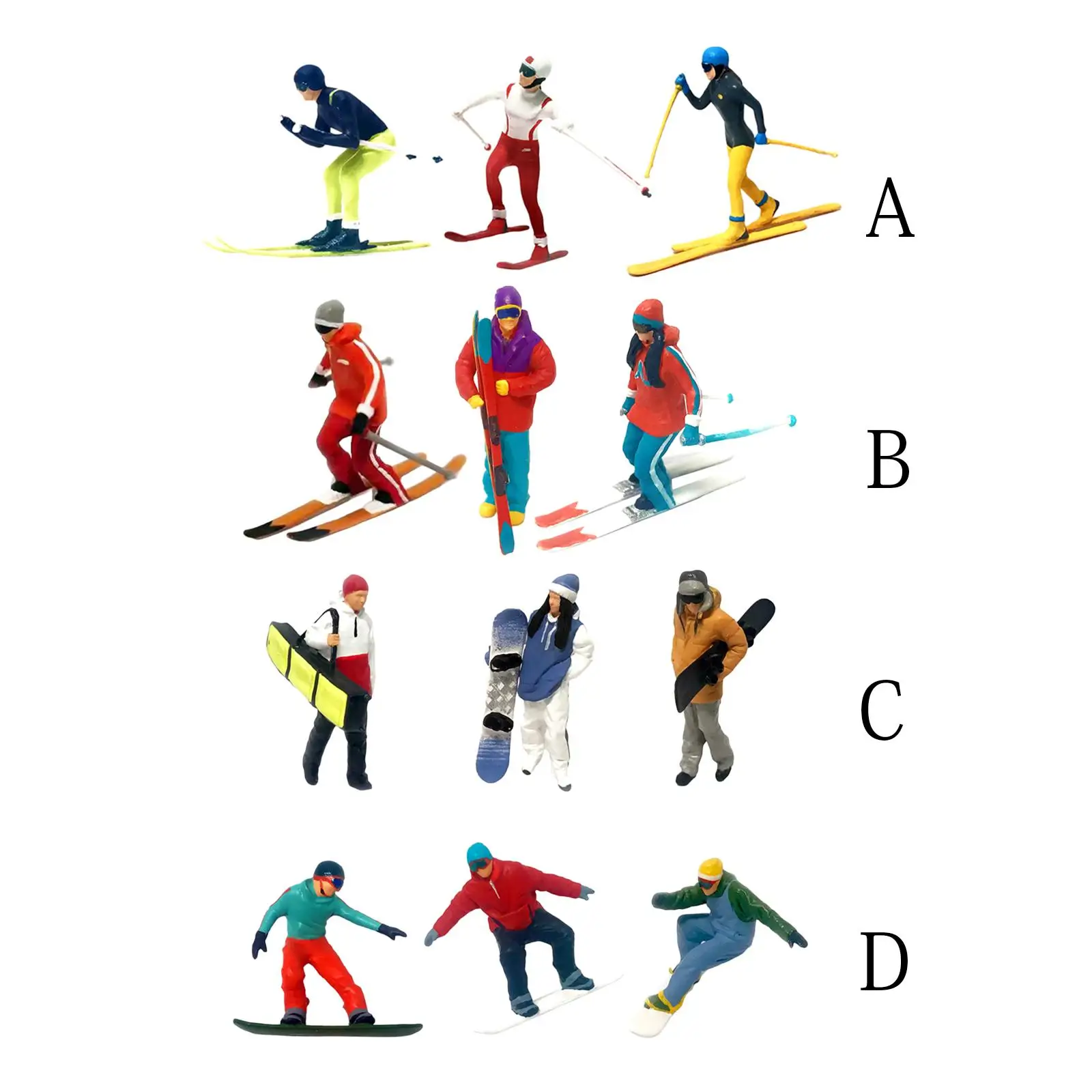 Scale Miniature Model Skiing Figures Ornament for