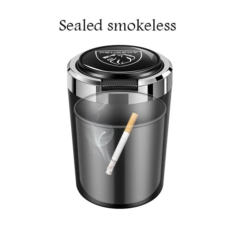Car ashtray with LED light one touch open lid cigar cup suitable for Peugeot GTline 205 206 306 208 301 307 406 408 508 3008
