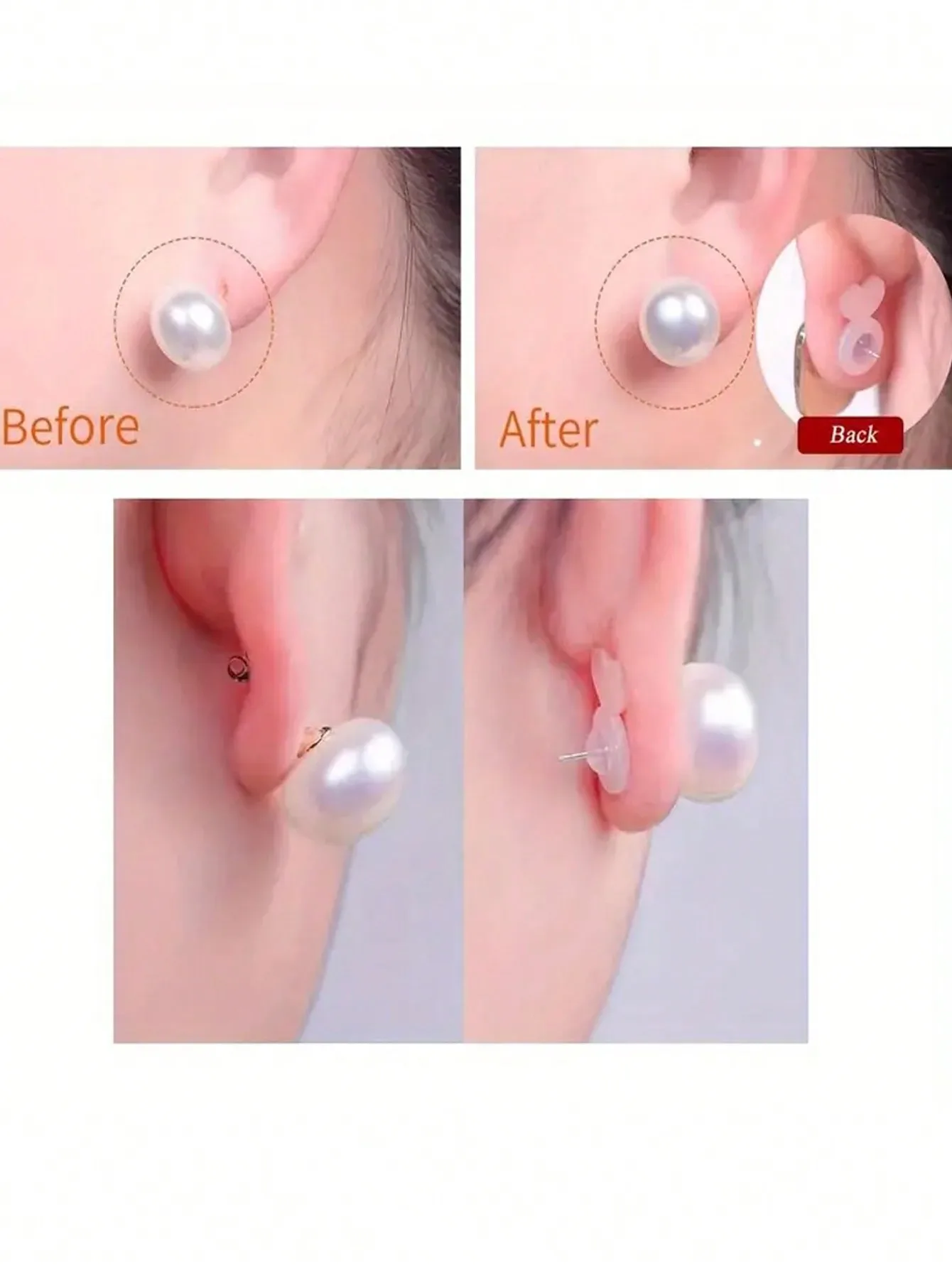 8pcs Ear Back Stoppers Silicone Ear Plug Blocked Caps Supportive Earring Lifters for Heavy Earrings Jewelry Making Accessory