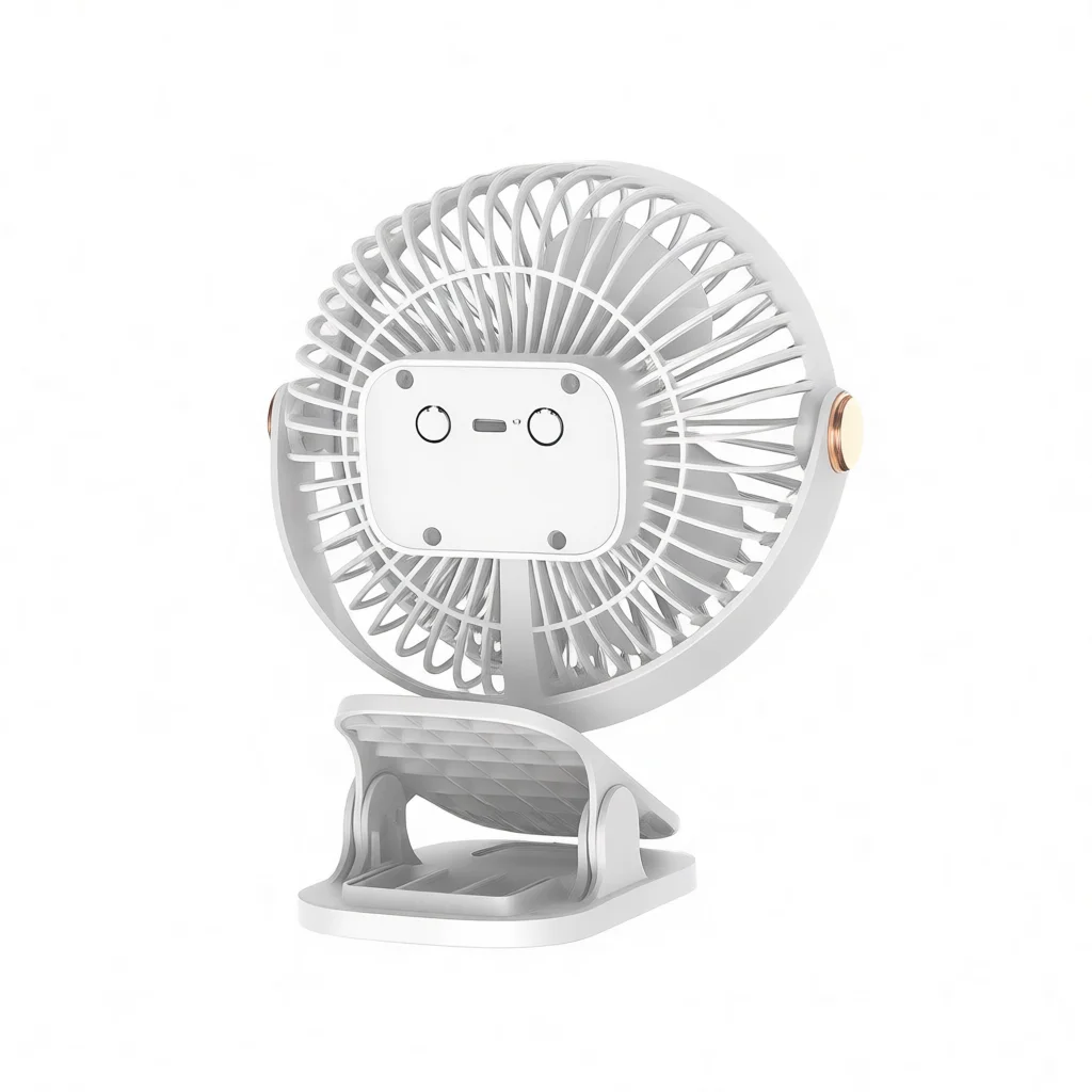 Portable Clip Fan USB Charging Silent Desktop Cooling Fan 5 Speed Personal Fan With Night Light For Dorm Room And Home