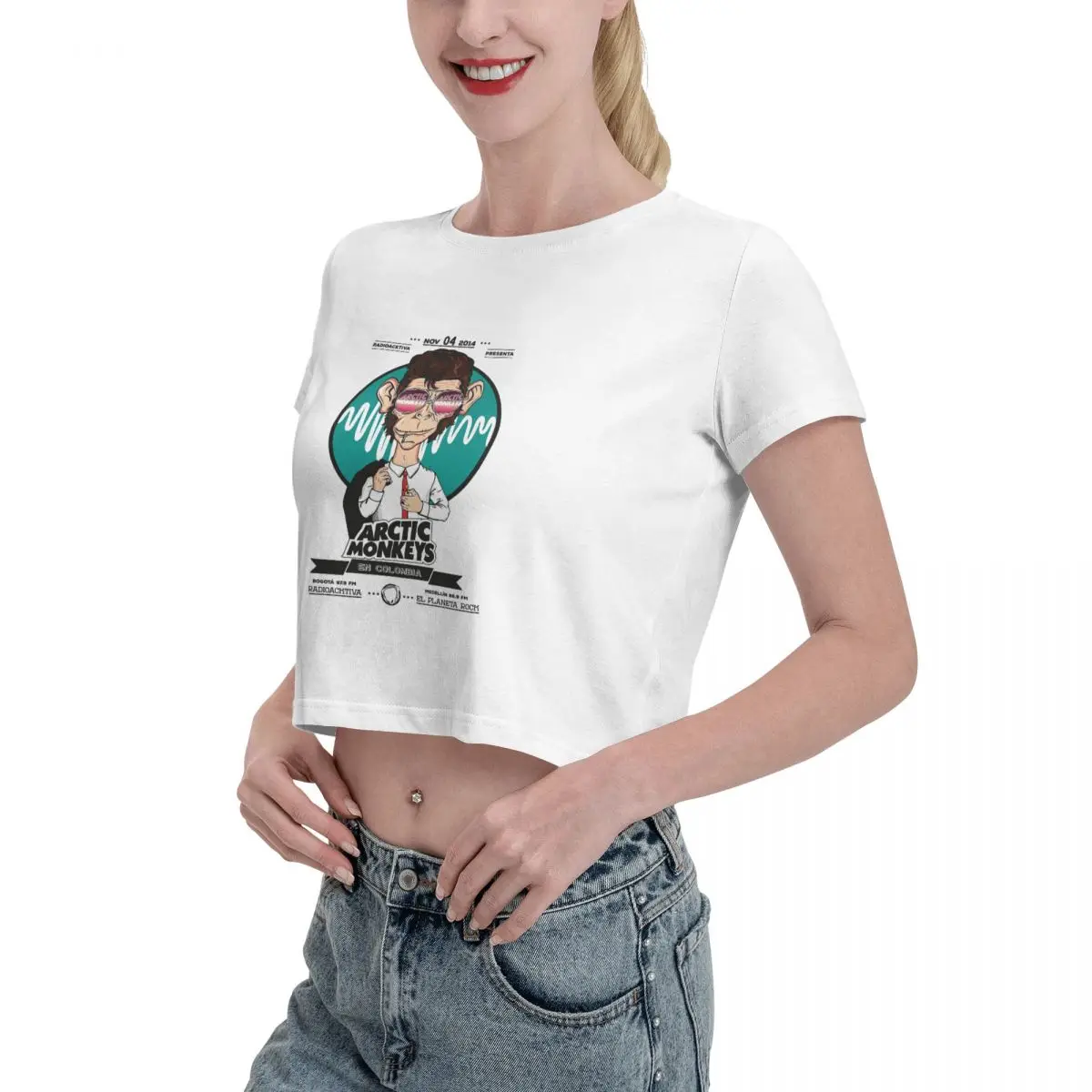 Arctic Monkeys Inspired Leak navel T-shirt, Womens Summer Cotton Tee Fashion Crew Neck Short Sleeve T Shirts