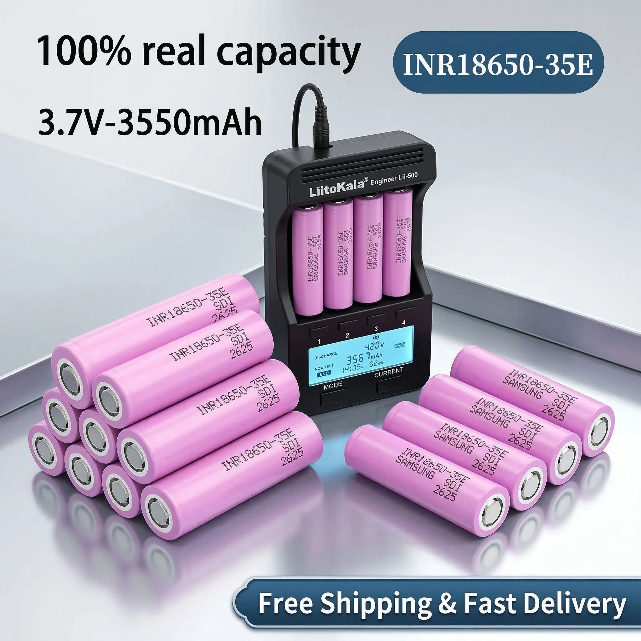 

18650 Battery 3500mAh 3.7V Rechargeable Li-ion Battery Original Lithium Cell for Flashlight Torch Pointer Power Tools