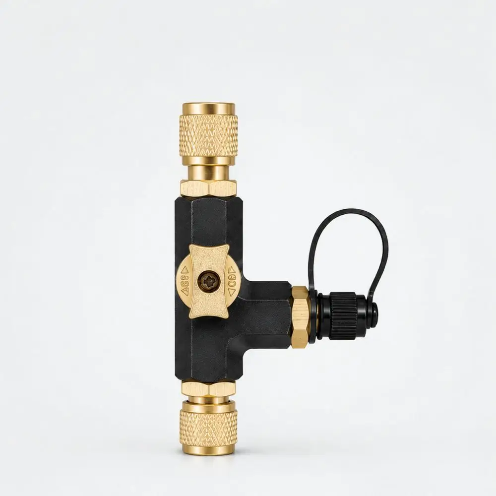 Vacuum System Three Way Valve Adapter For For Value Elitech Air Conditioning Repair Manual Control Shut Off