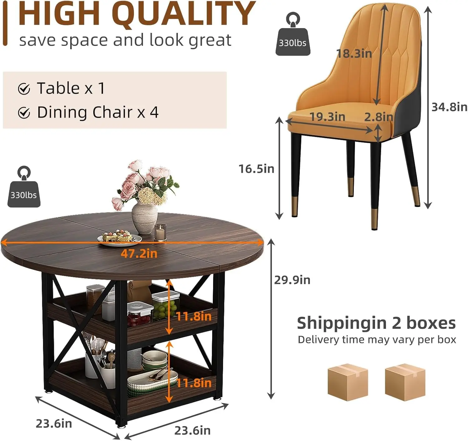 Round Dining Set with Storage 2