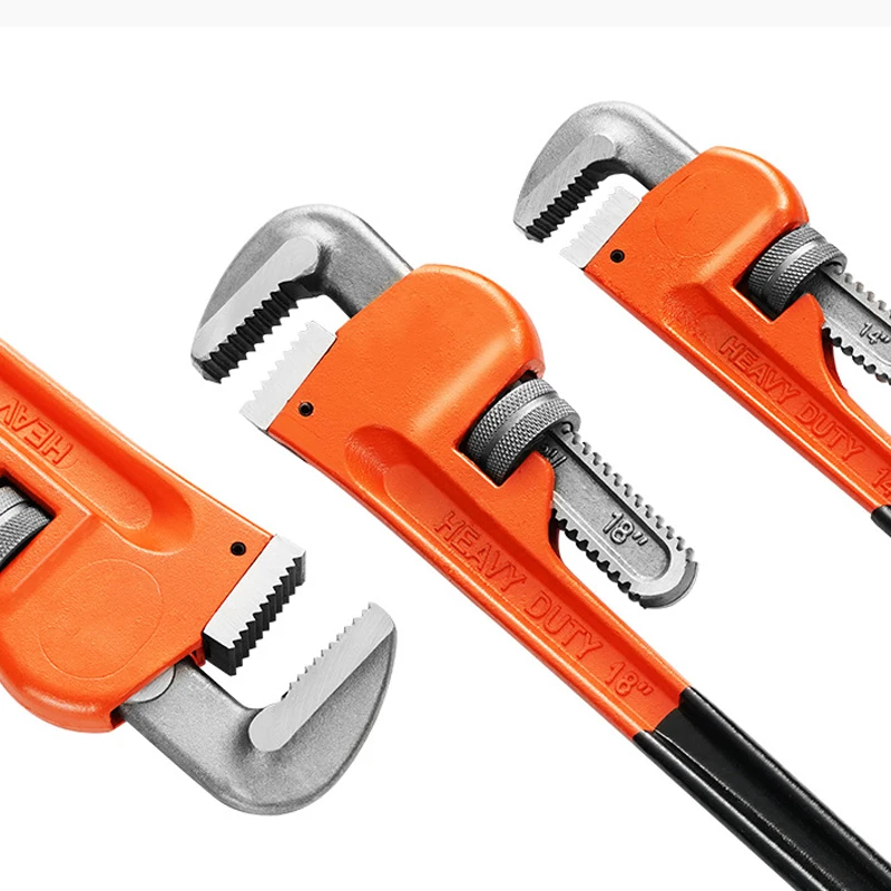 8/10/12/14/18 Inch Heavy Duty Adjustable Pipe Wrench Large Opening Pipe Wrench Plumbing Hand Tools For Pipeline Repairs