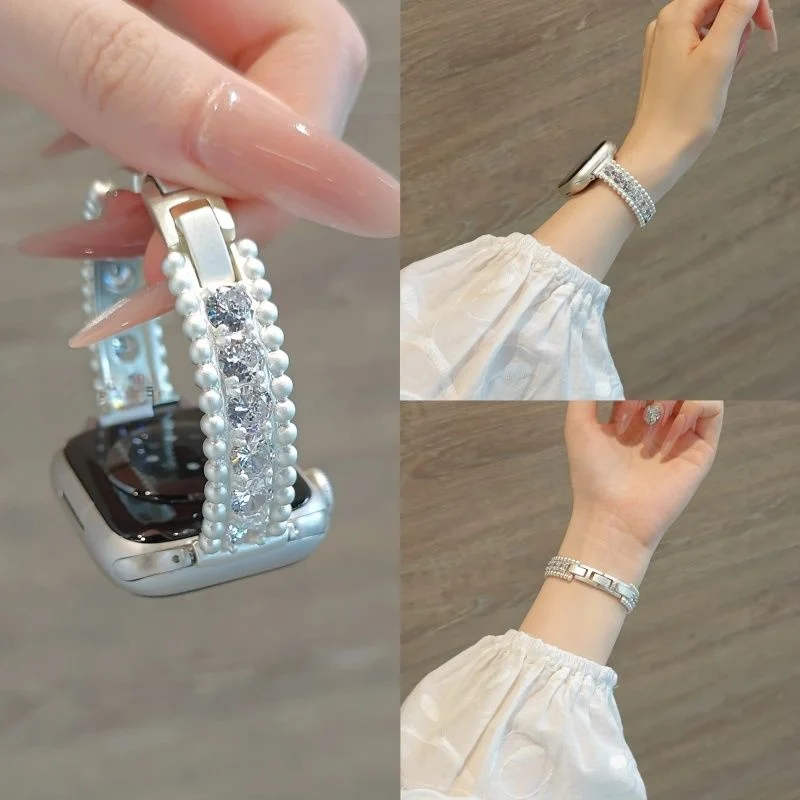 Luxury Sparkling Zircon Full Diamond Compatible iWatch Strap 38mm 40mm 41mm 42mm 44mm 45mm 49mm Strap