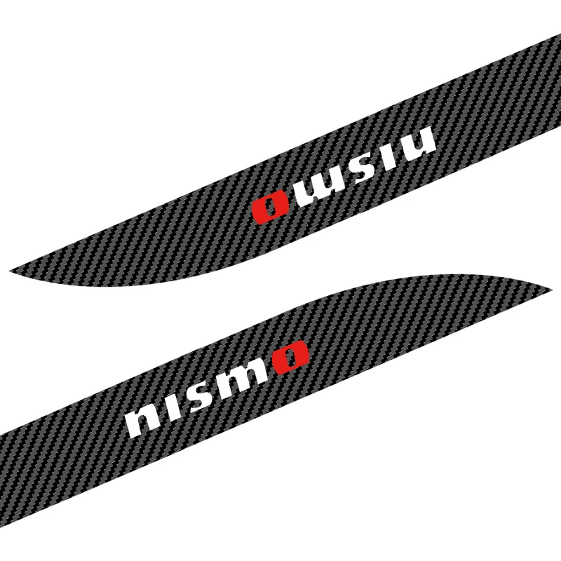 2pcs New Car Door Side Skirt Car Body Decal Carbon Fiber Car Stickers For Nismo Logo Emblem R34 GTR Tiida Sylphy Teana Qashqa