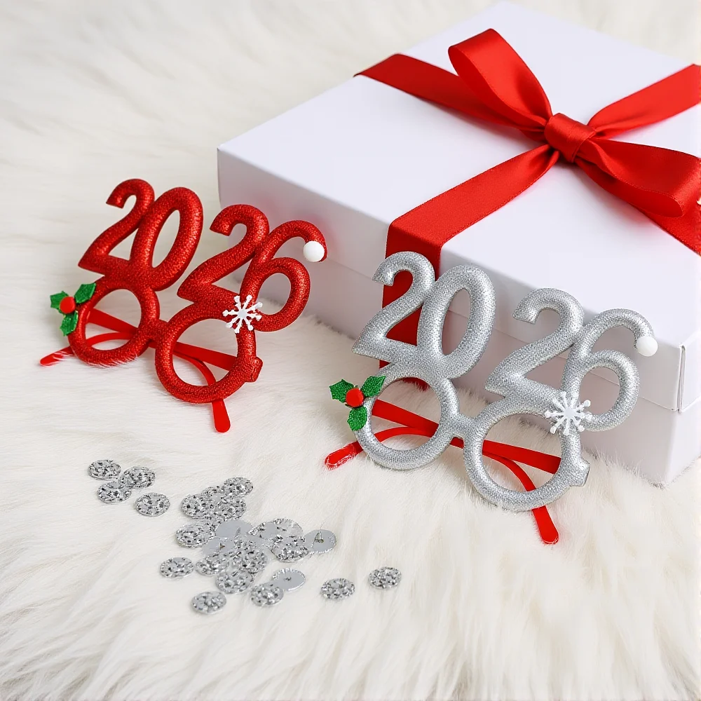 

New Year 2026 Number Glasses Kids Navidad Gifts New Year Christmas Eve Funny Party Glasses Happy New Year Party Decor Photo Prop