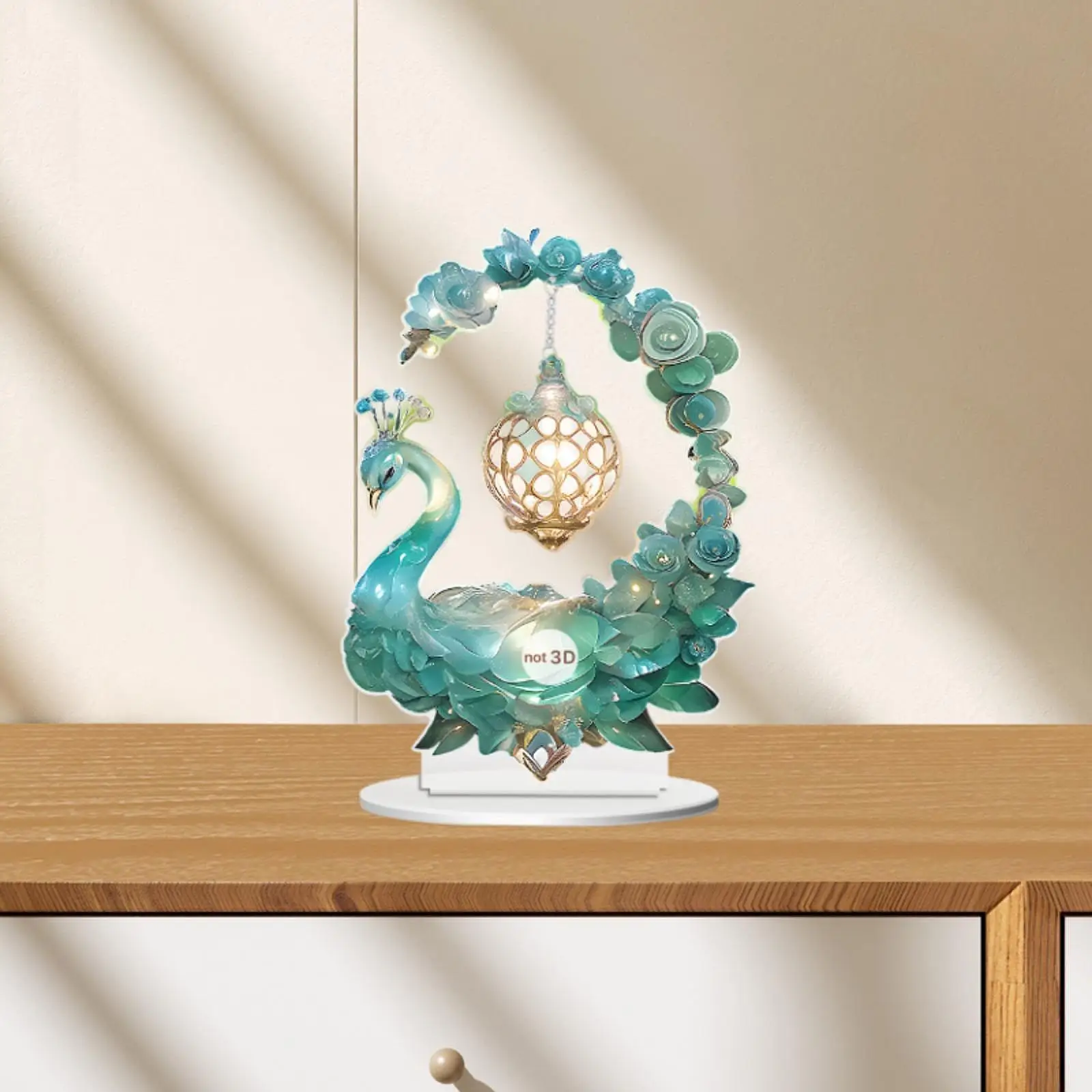 Acrylic Peacock Table Ornament Acrylic Desktop Ornament for Bookshelf Hotel