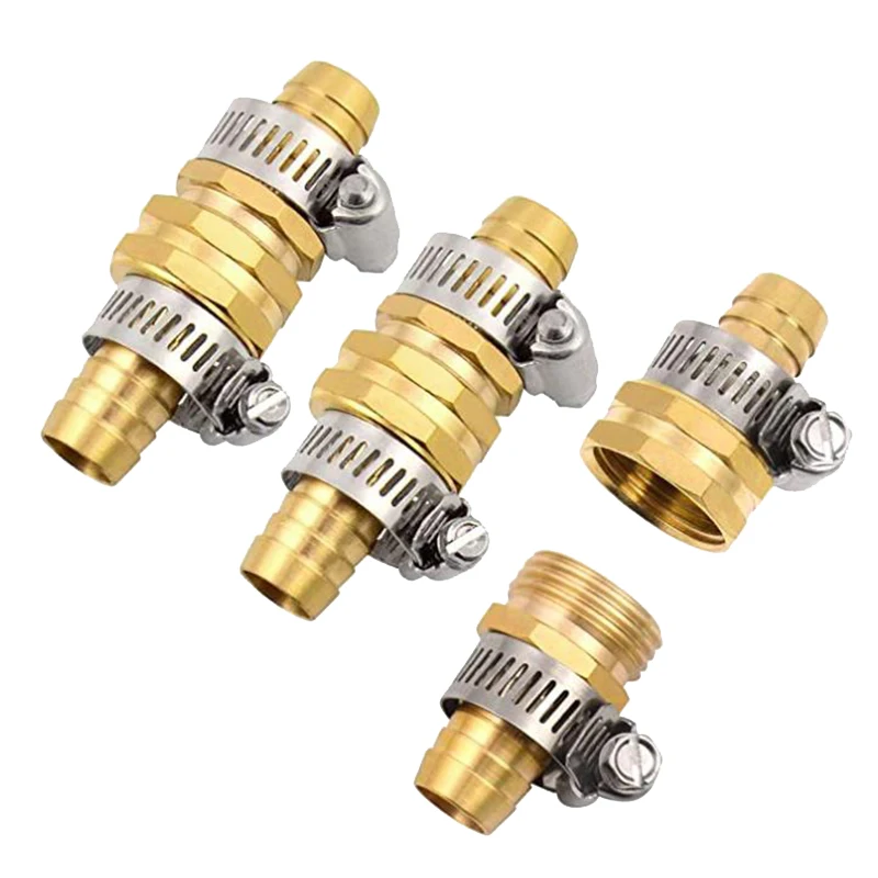 Gartenarbeit 5 Sätze Messing Zoll Gartens ch lauch Mender Reparatur Stecker Buchse mit rostfreien Klemmen